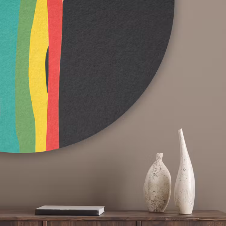 Lippen - Kleuren - Zwart Akoestische PET Vilt - Rond klein -sfeer5_closeup
