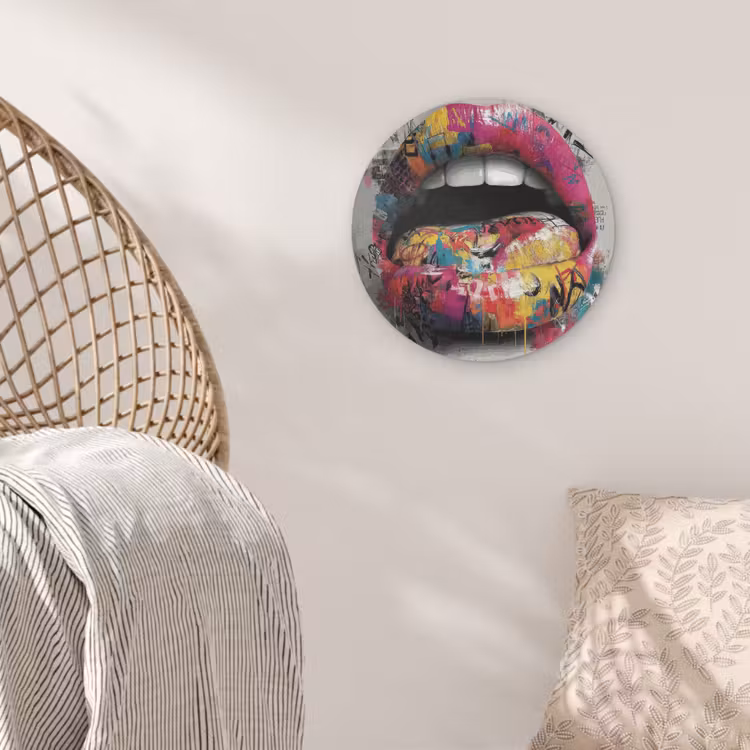Lippen - Graffiti - Expressief Akoestische PET Vilt - Rond klein -sfeer4