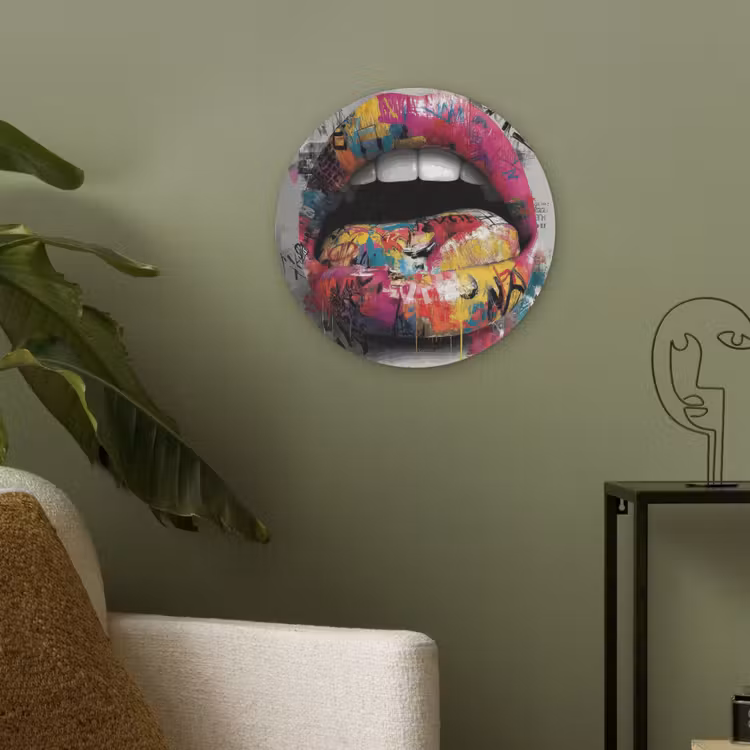 Lippen - Graffiti - Expressief Akoestische PET Vilt - Rond klein -sfeer2