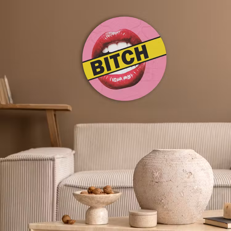 Lippen - Tekst - Kleurrijk Akoestische PET Vilt - Rond klein -sfeer1