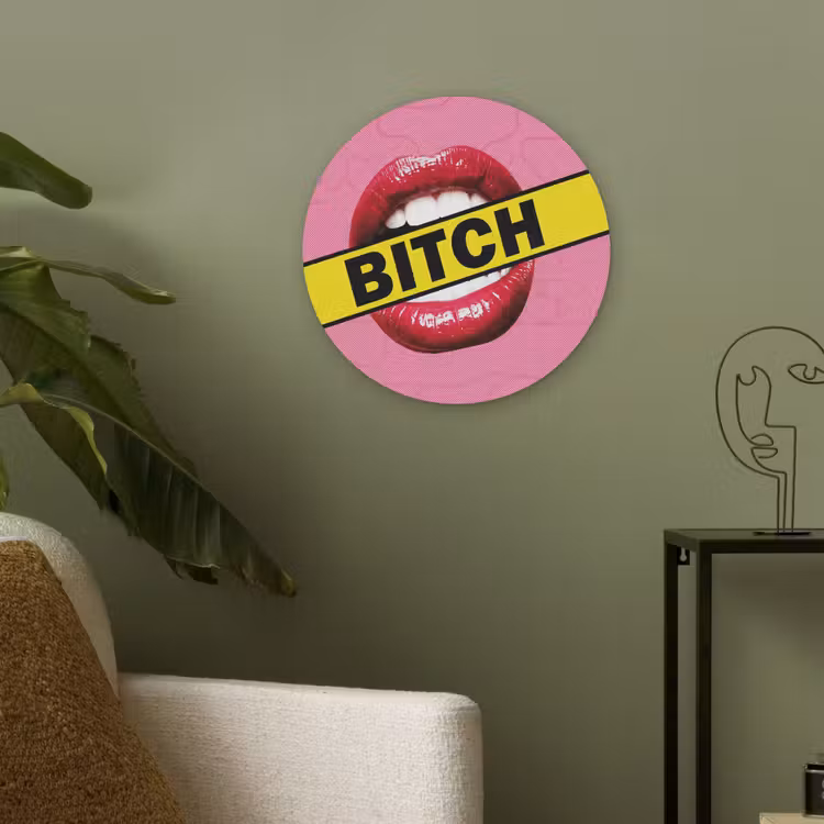 Lippen - Tekst - Kleurrijk Akoestische PET Vilt - Rond klein -sfeer2