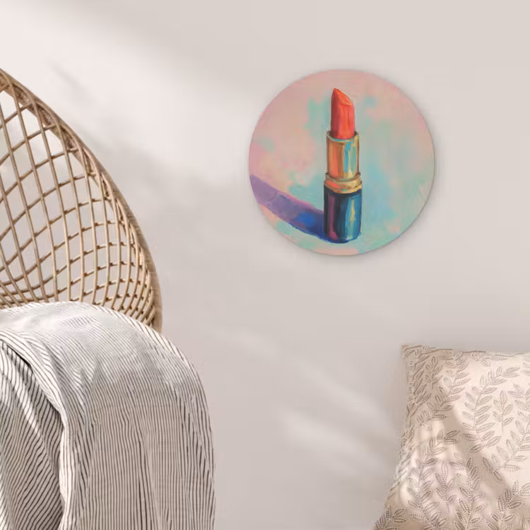 Lippenstift - Rood - Penseelstreken Akoestische PET Vilt - Rond klein -sfeer4