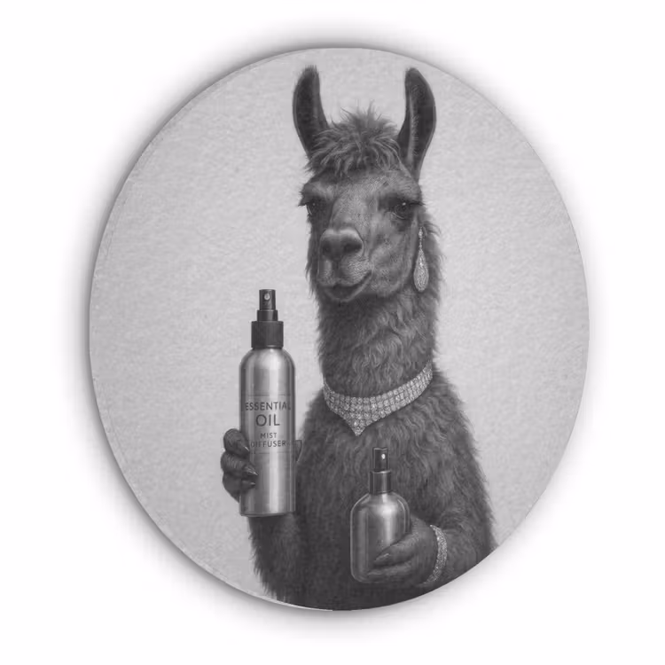 Lama - Flessen - Zwart - Wit Akoestische PET Vilt - Rond klein -3d