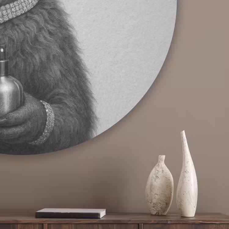 Lama - Flessen - Zwart - Wit Akoestische PET Vilt - Rond klein -sfeer5_closeup