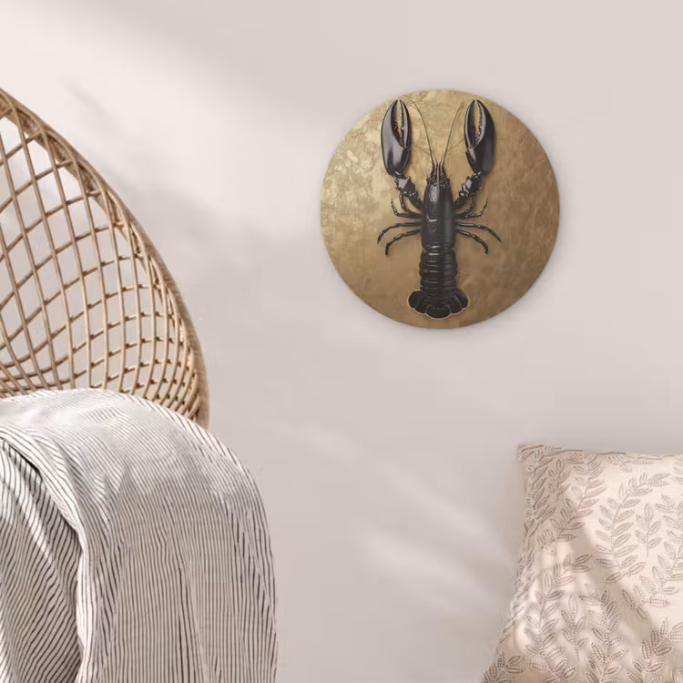 Kreeft - Zwart - Goud - Luxe Akoestische PET Vilt - Rond klein -sfeer4