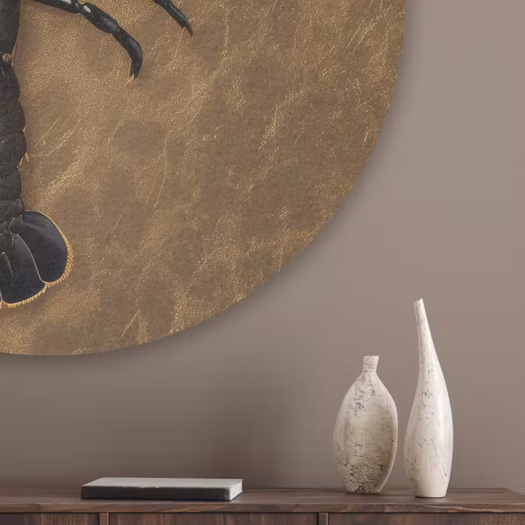 Kreeft - Zwart - Goud - Luxe Akoestische PET Vilt - Rond klein -sfeer5_closeup
