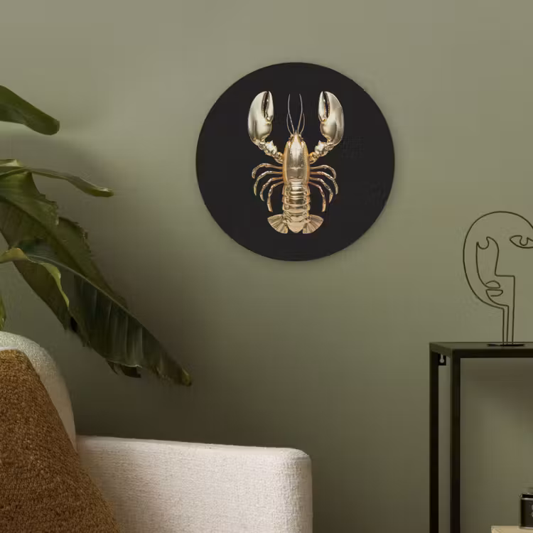 Kreeft - Goud - Textuur - Zwart Akoestische PET Vilt - Rond klein -sfeer2