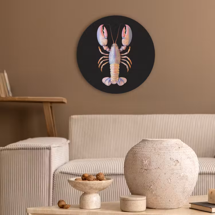 Kreeft - Roze - Zacht - Zwart Akoestische PET Vilt - Rond klein -sfeer1