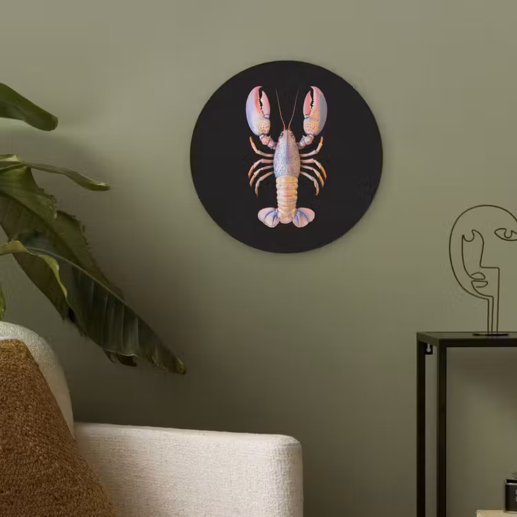 Kreeft - Roze - Zacht - Zwart Akoestische PET Vilt - Rond klein -sfeer2