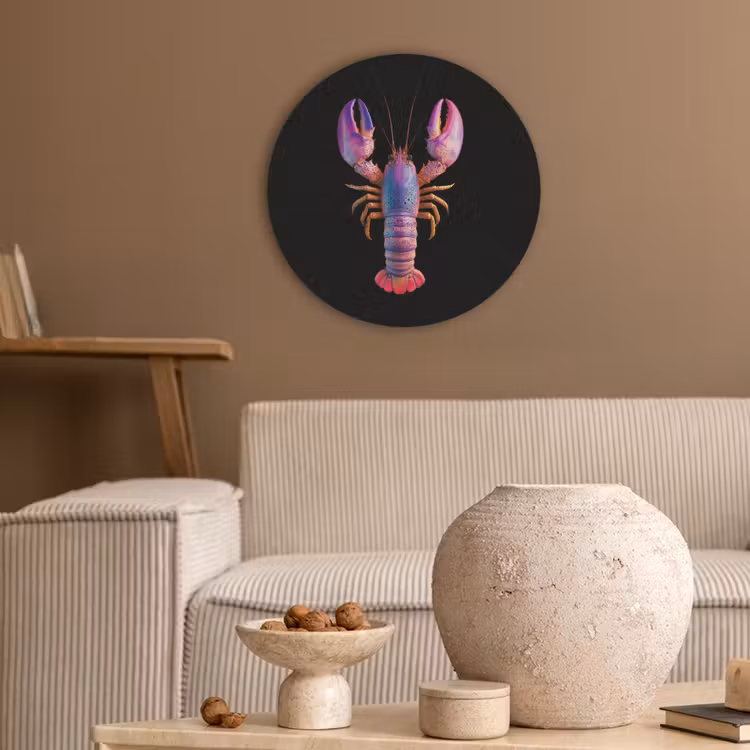 Kreeft - Paars - Roze - Zwart - Stippen - Lila Akoestische PET Vilt - Rond klein -sfeer1