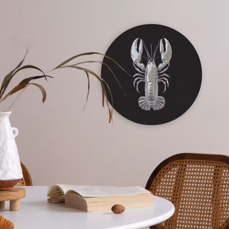 Kreeft - Zilver - Metallic - Luxe Akoestische PET Vilt - Rond klein -sfeer3