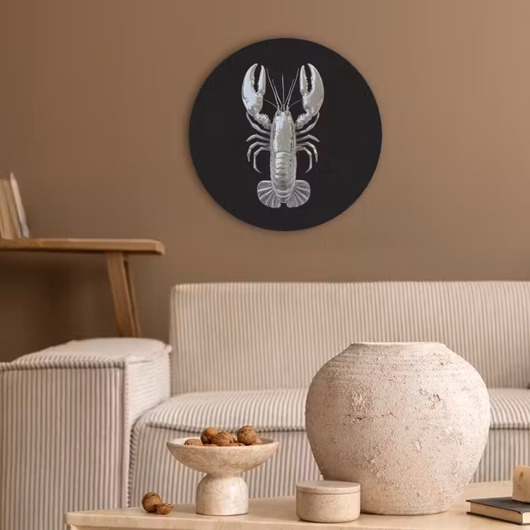Kreeft - Zilver - Metallic - Luxe Akoestische PET Vilt - Rond klein -sfeer1