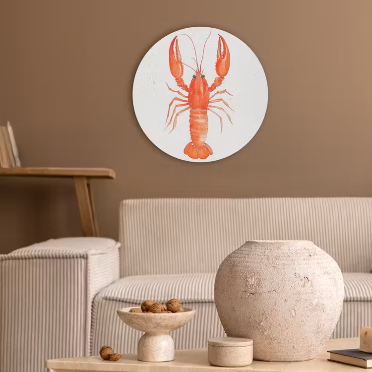 Kreeft - Waterverf - Aquarel - Oranje Akoestische PET Vilt - Rond klein -sfeer1
