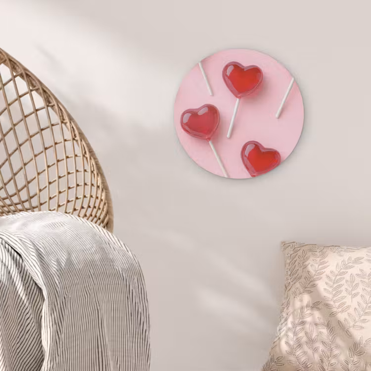 Lollies - Hartjes - Roze Akoestische PET Vilt - Rond klein -sfeer4