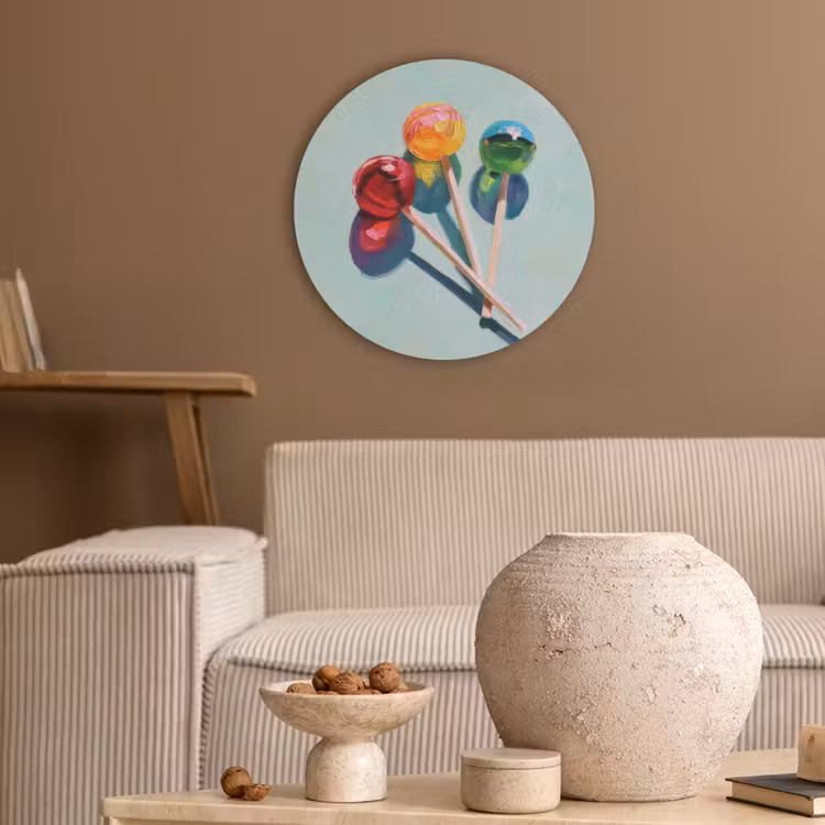 Lollys - Schaduw - Drie - Blauw Akoestische PET Vilt - Rond klein -sfeer1