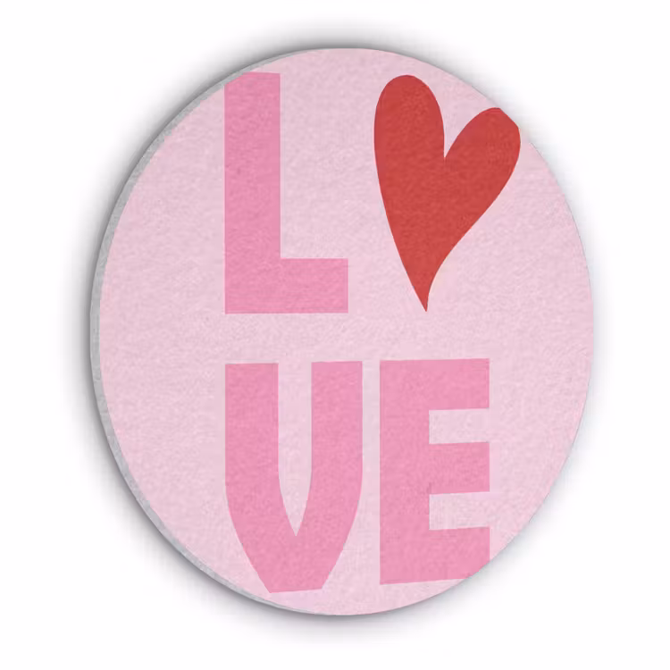 Love - Roze - Hart - Valentijn Akoestische PET Vilt - Rond klein -3d