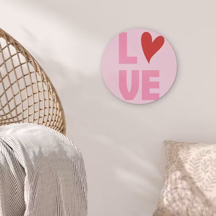 Love - Roze - Hart - Valentijn Akoestische PET Vilt - Rond klein -sfeer4