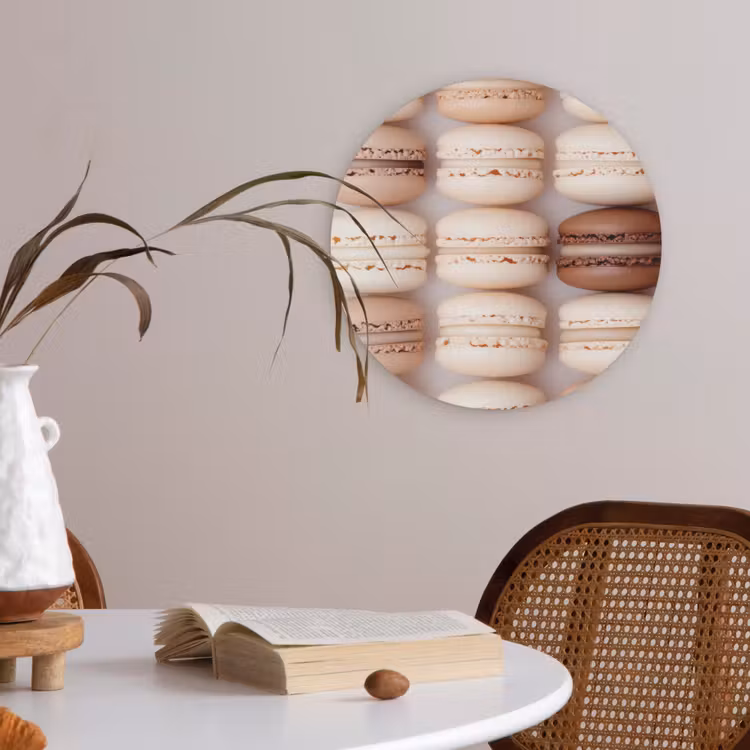 Macarons - Beige - Bruin Akoestische PET Vilt - Rond klein -sfeer3