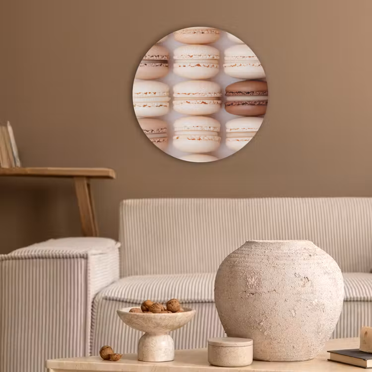 Macarons - Beige - Bruin Akoestische PET Vilt - Rond klein -sfeer1