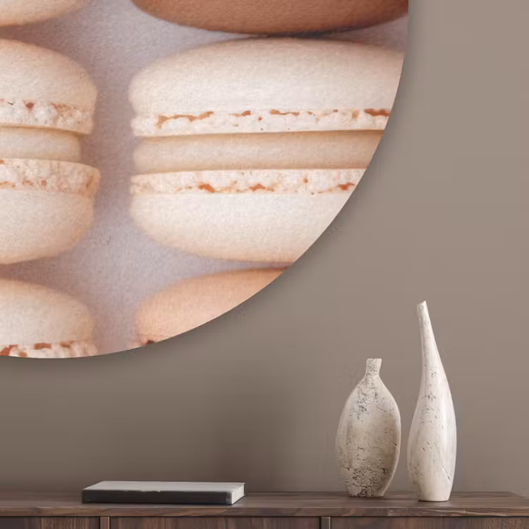 Macarons - Beige - Bruin Akoestische PET Vilt - Rond klein -sfeer5_closeup