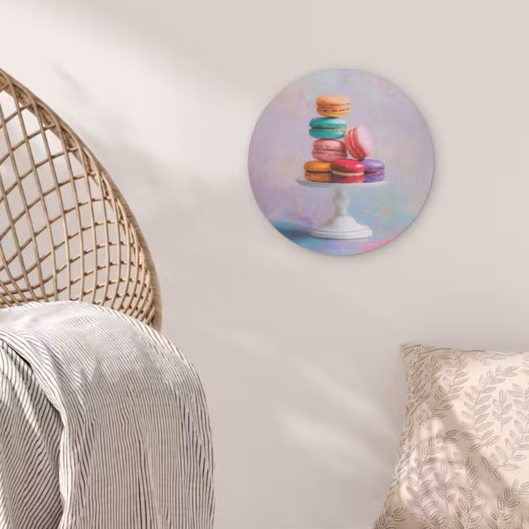 Macarons - Schaal - Pastel - Kleurrijk Akoestische PET Vilt - Rond klein -sfeer4