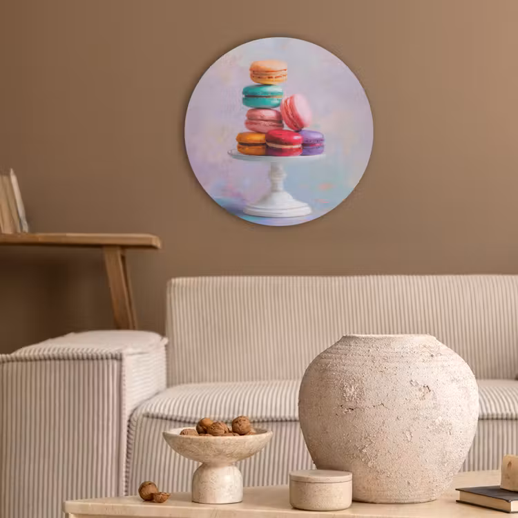 Macarons - Schaal - Pastel - Kleurrijk Akoestische PET Vilt - Rond klein -sfeer1