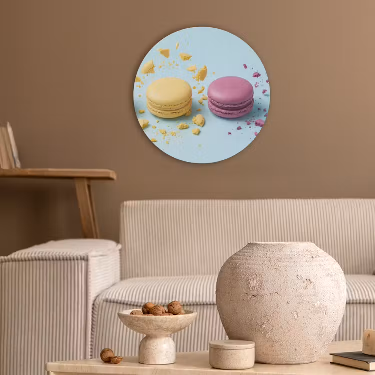 Macarons - Kleurrijk - Pastel Akoestische PET Vilt - Rond klein -sfeer1
