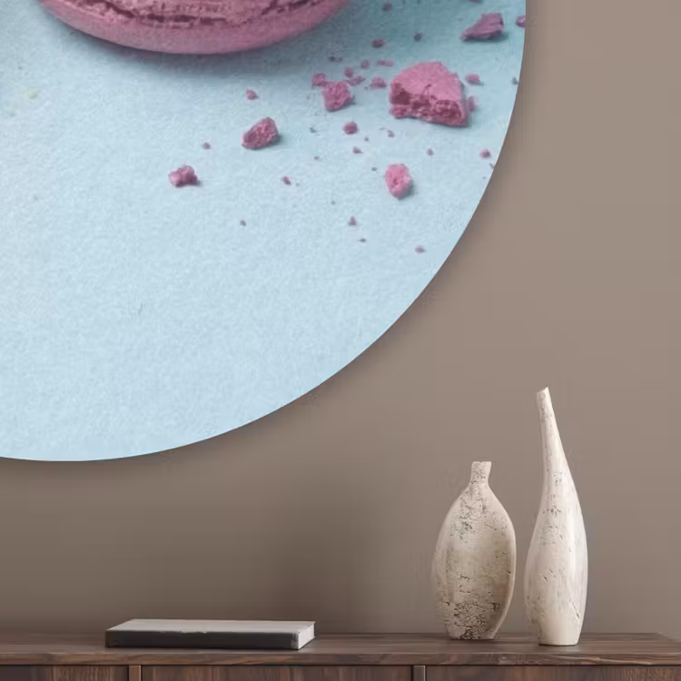 Macarons - Kleurrijk - Pastel Akoestische PET Vilt - Rond klein -sfeer5_closeup
