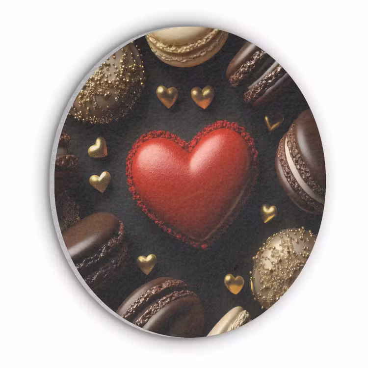 Macarons - Rood - Hart Akoestische PET Vilt - Rond klein -3d