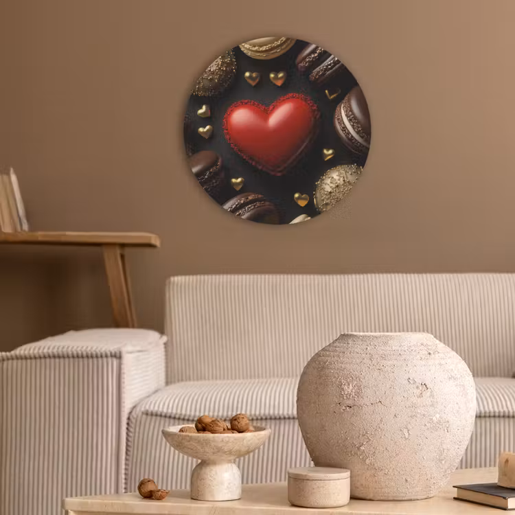 Macarons - Rood - Hart Akoestische PET Vilt - Rond klein -sfeer1