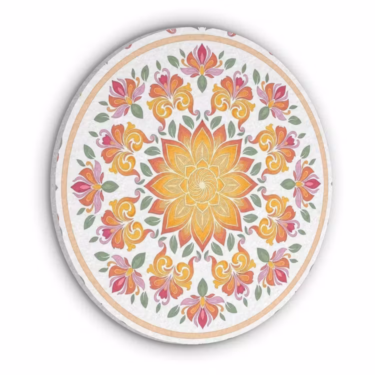 Mandala - Bloemen - Decoratie - Kleurrijk - Abstract Akoestische PET Vilt - Rond klein -3d