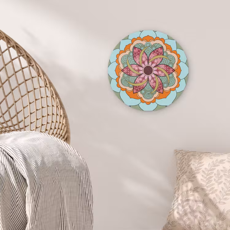 Mandala - Geometrisch - Kunst - Decoratief - Kleurrijk Akoestische PET Vilt - Rond klein -sfeer4