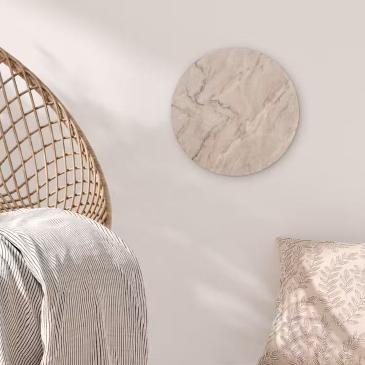 Marmer - Patroon - Abstract - Modern - Beige Akoestische PET Vilt - Rond klein -sfeer4