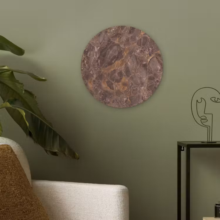 Marmer - Patroon - Natuur - Bruin - Goud Akoestische PET Vilt - Rond klein -sfeer2