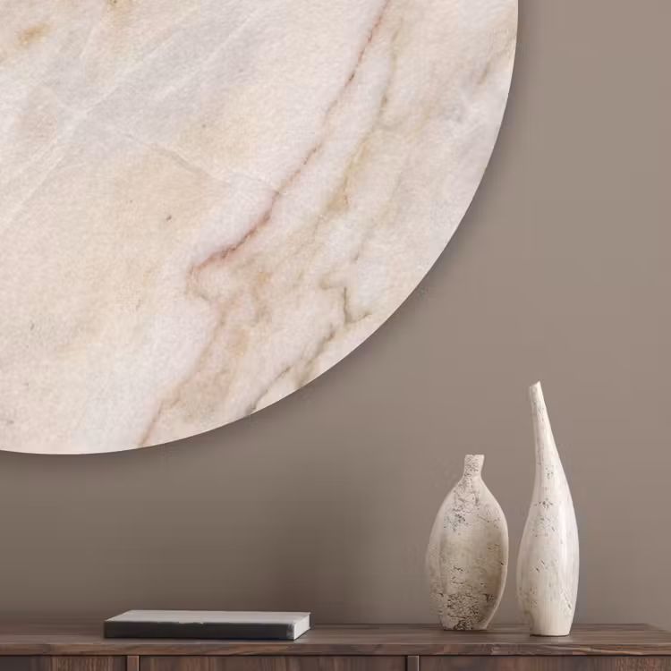 Marmer - Ader - Abstract - Wit - Goud Akoestische PET Vilt - Rond klein -sfeer5_closeup