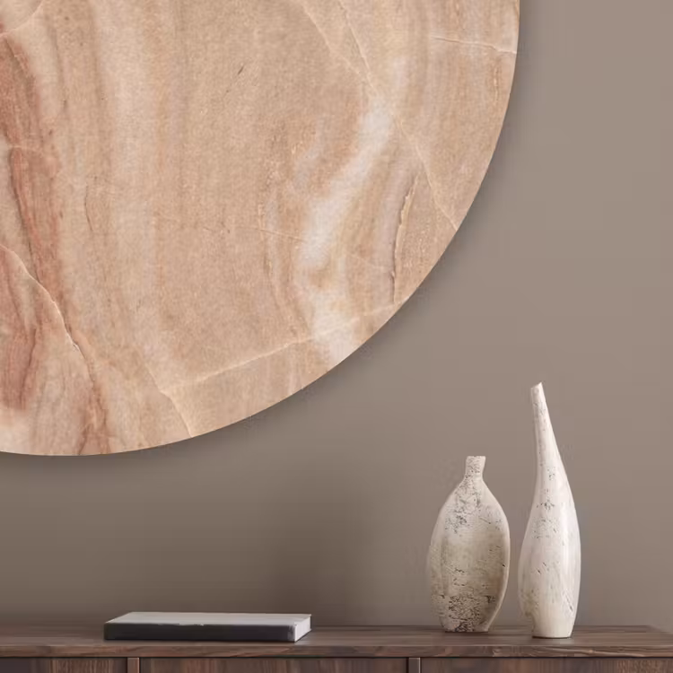 Marmer - Ader - Natuur - Abstract - Beige Akoestische PET Vilt - Rond klein -sfeer5_closeup