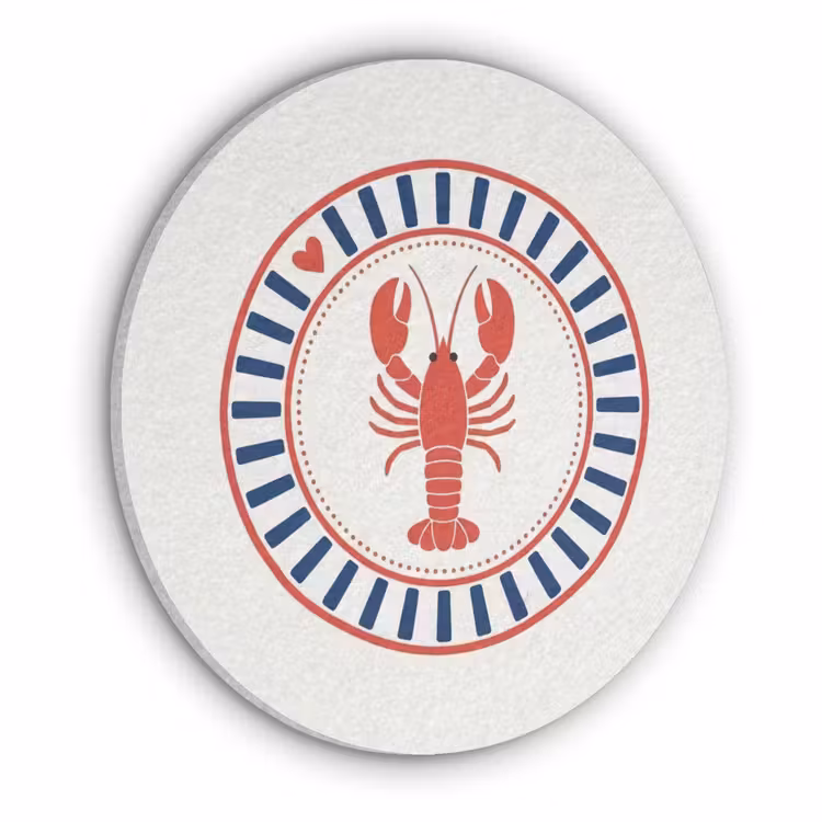 Zeeleven - Kreeft - Embleem - Grafisch - Rood Akoestische PET Vilt - Rond klein -3d