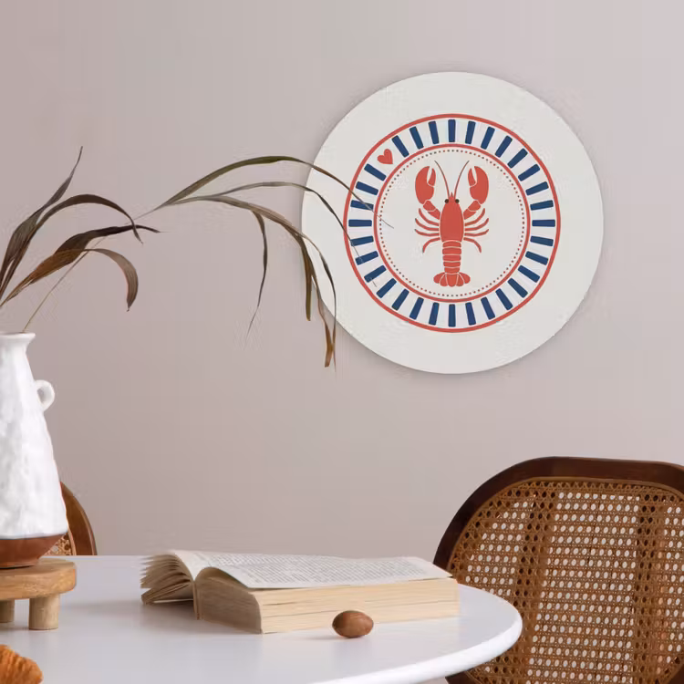 Zeeleven - Kreeft - Embleem - Grafisch - Rood Akoestische PET Vilt - Rond klein -sfeer3