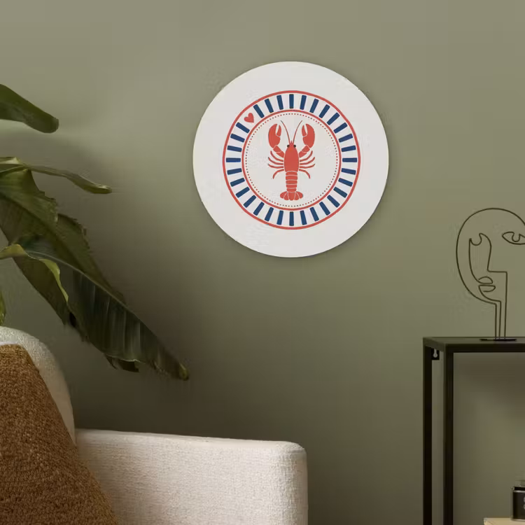 Zeeleven - Kreeft - Embleem - Grafisch - Rood Akoestische PET Vilt - Rond klein -sfeer2
