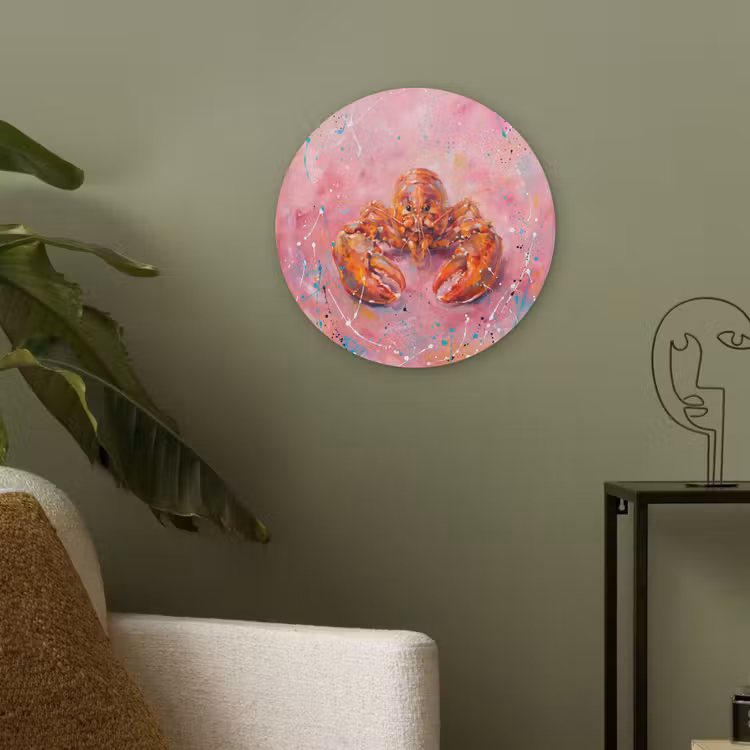Zeeleven - Kreeft - Spatters - Abstract - Roze Akoestische PET Vilt - Rond klein -sfeer2