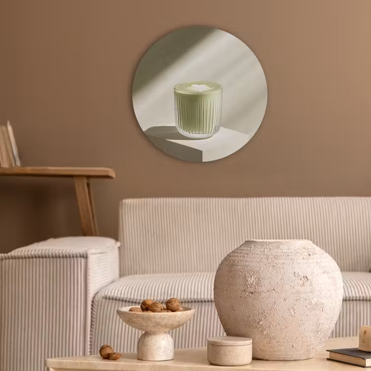 Matcha - Glas - Groen - Minimalistisch Akoestische PET Vilt - Rond klein -sfeer1