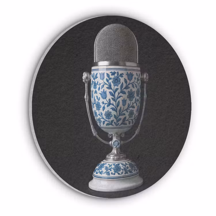 Microfoon - Delfts blauw - Muziek Akoestische PET Vilt - Rond klein -3d