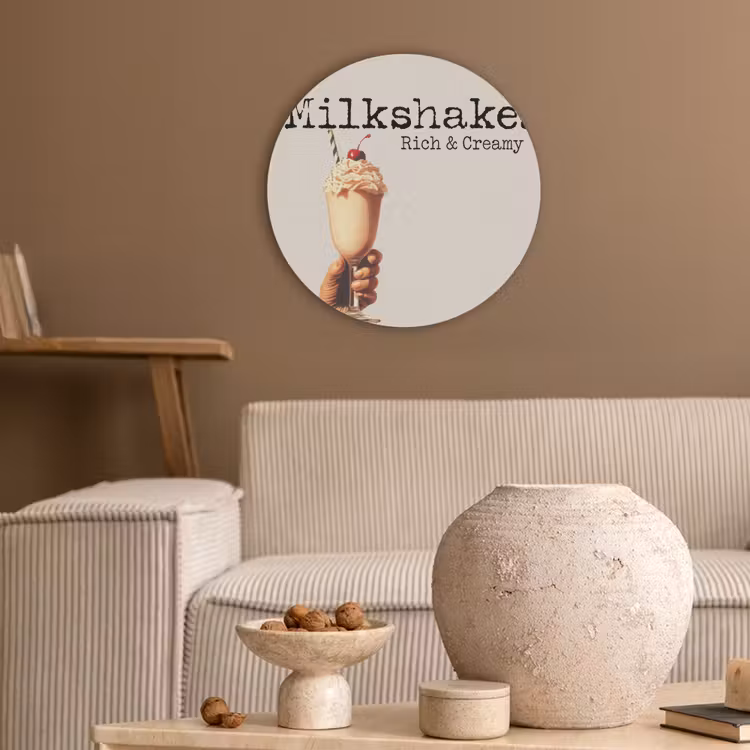Milkshake - Kers - Rietje Akoestische PET Vilt - Rond klein -sfeer1