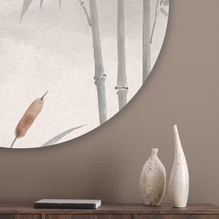 Minimalistisch - Bamboe - Groen Akoestische PET Vilt - Rond klein -sfeer5_closeup