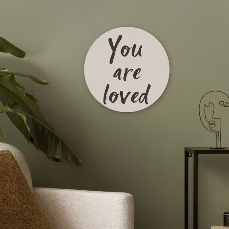 Minimalistisch - Beige - Love Akoestische PET Vilt - Rond klein -sfeer2