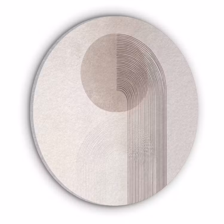 Minimalistisch - Cirkel - Lichtgrijs Akoestische PET Vilt - Rond klein -3d