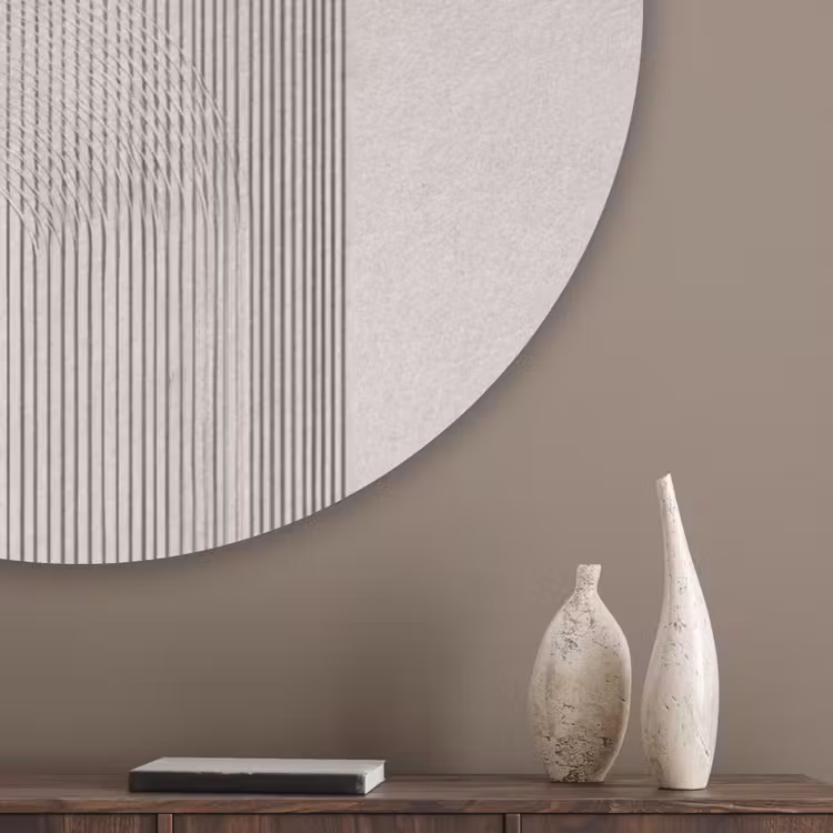 Minimalistisch - Cirkel - Lichtgrijs Akoestische PET Vilt - Rond klein -sfeer5_closeup