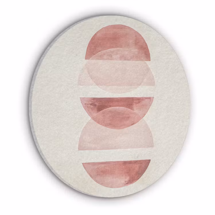 Minimalistisch - Cirkels - Roze Akoestische PET Vilt - Rond klein -3d