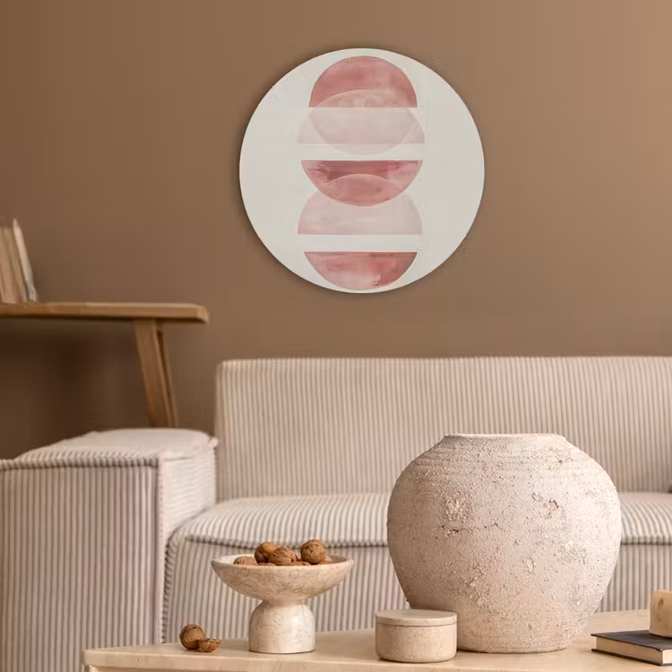 Minimalistisch - Cirkels - Roze Akoestische PET Vilt - Rond klein -sfeer1
