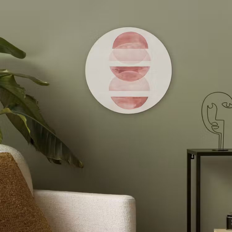 Minimalistisch - Cirkels - Roze Akoestische PET Vilt - Rond klein -sfeer2